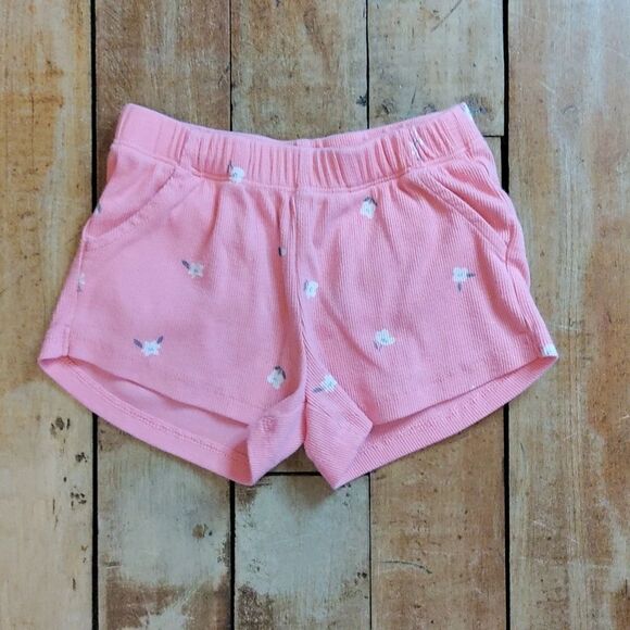 Cat & Jack Shorts 4T Floral Pink Ribbed Cotton Summer Vacation Beach Boho - Picture 1 of 6